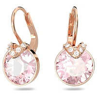 Bella V drop earrings, Round cut, Pink, Rose gold-tone plated by SWAROVSKI