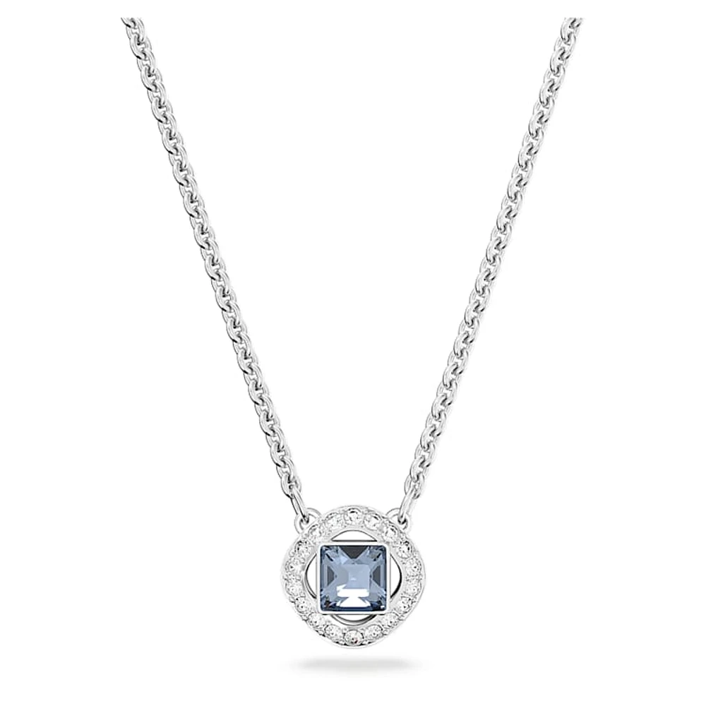 Una Angelic necklace, Square cut, Blue, Rhodium plated by SWAROVSKI