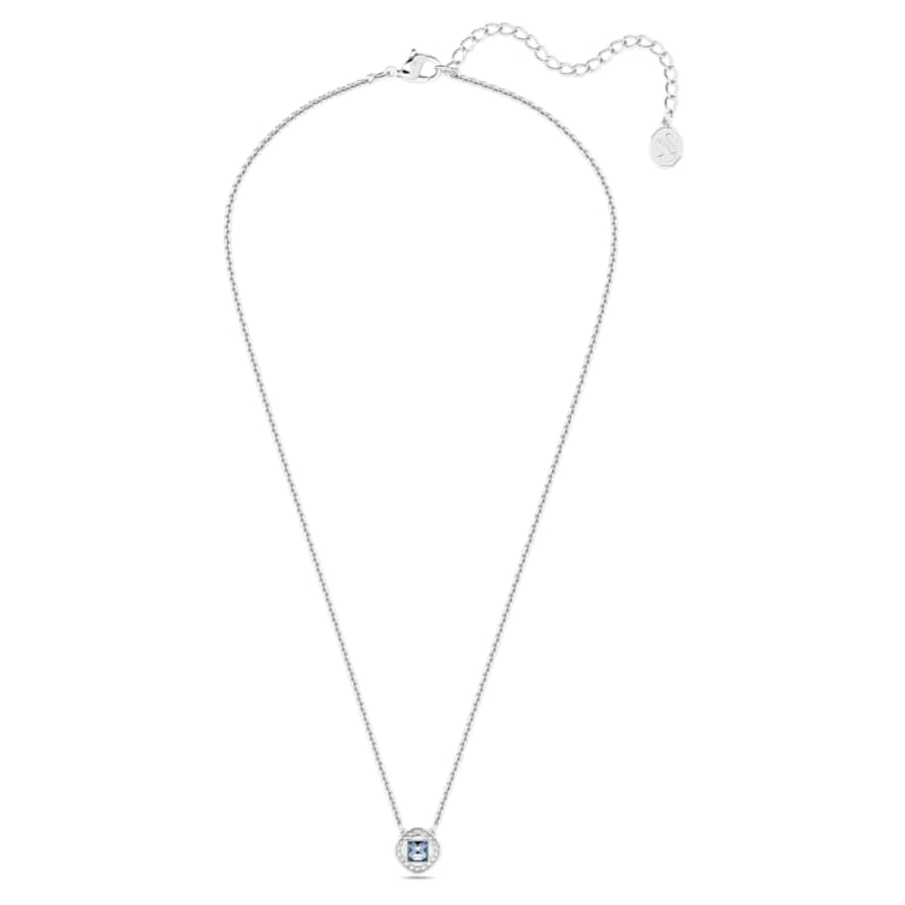 Una Angelic necklace, Square cut, Blue, Rhodium plated by SWAROVSKI