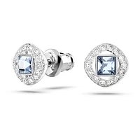 Una Angelic stud earrings, Square cut, Blue, Rhodium plated by SWAROVSKI