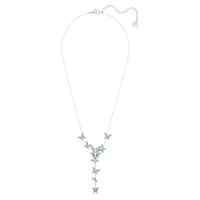 Idyllia Lilia Y necklace, Butterfly, Blue, Rhodium plated by SWAROVSKI