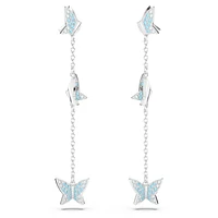 Idyllia Lilia drop earrings, Butterfly, Blue, Rhodium plated by SWAROVSKI