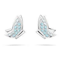 Idyllia Lilia stud earrings, Butterfly, Blue, Rhodium plated by SWAROVSKI