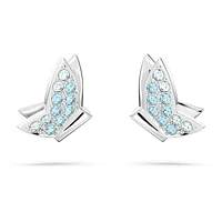 Lilia stud earrings, Butterfly, Blue, Rhodium plated by SWAROVSKI