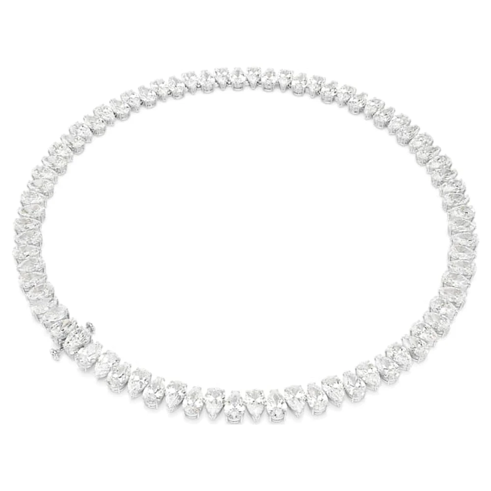 Matrix Tennis necklace, Pear cut, White, Rhodium plated by SWAROVSKI