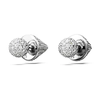 Sublima stud earrings, Moon, White, Rhodium plated by SWAROVSKI