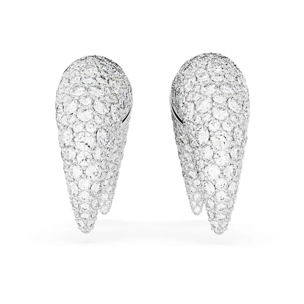 Sublima stud earrings, Moon, Larges, White, Rhodium plated by SWAROVSKI