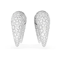 Sublima stud earrings, Moon, Larges, White, Rhodium plated by SWAROVSKI