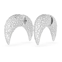 Sublima stud earrings, Moon, Larges, White, Rhodium plated by SWAROVSKI