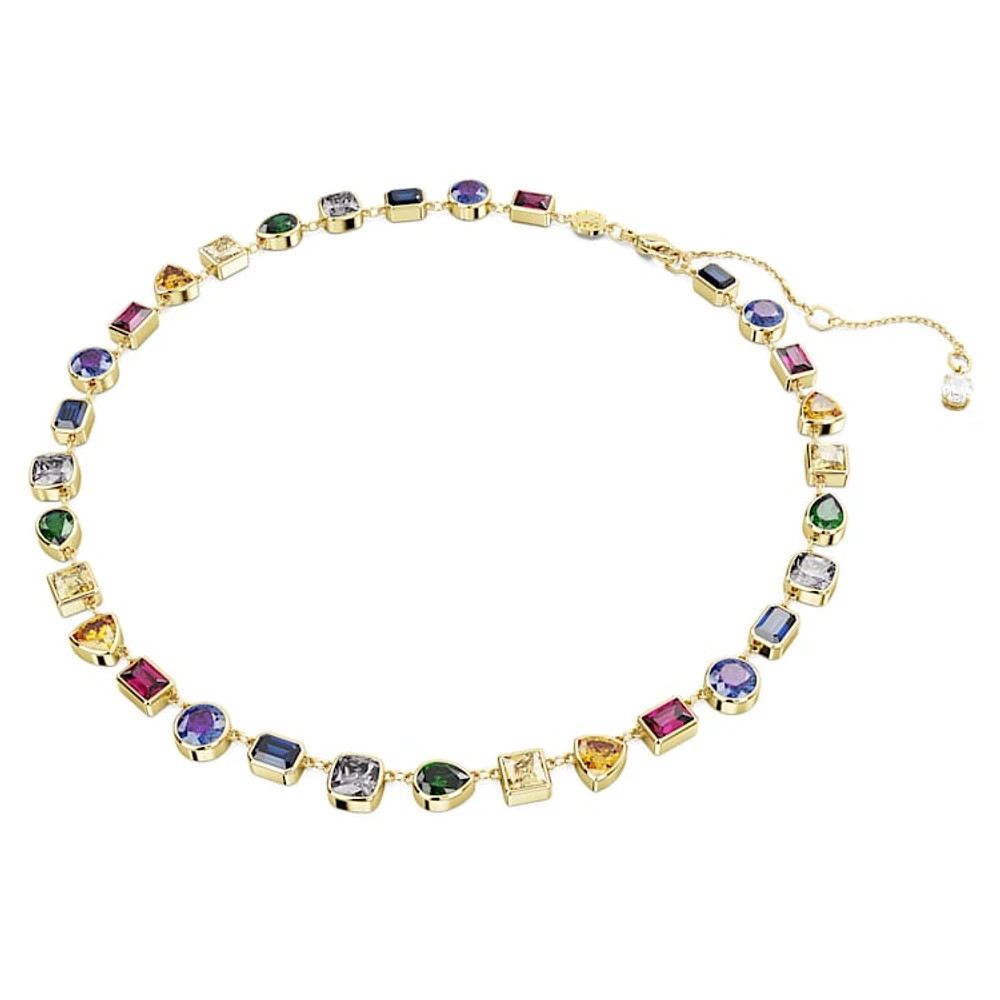 Imber Tennis necklace, Mixed cuts, Multicoloured, Gold-tone plated by SWAROVSKI