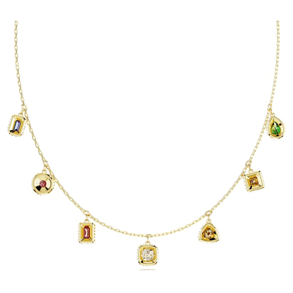 Chroma necklace, Mixed cuts, Multicoloured, Gold-tone plated by SWAROVSKI