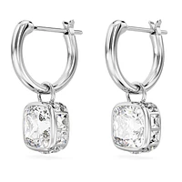 Chroma drop earrings, Square cut, White, Rhodium plated by SWAROVSKI