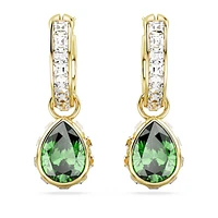 Chroma drop earrings, Pear cut, Green, Gold-tone plated by SWAROVSKI