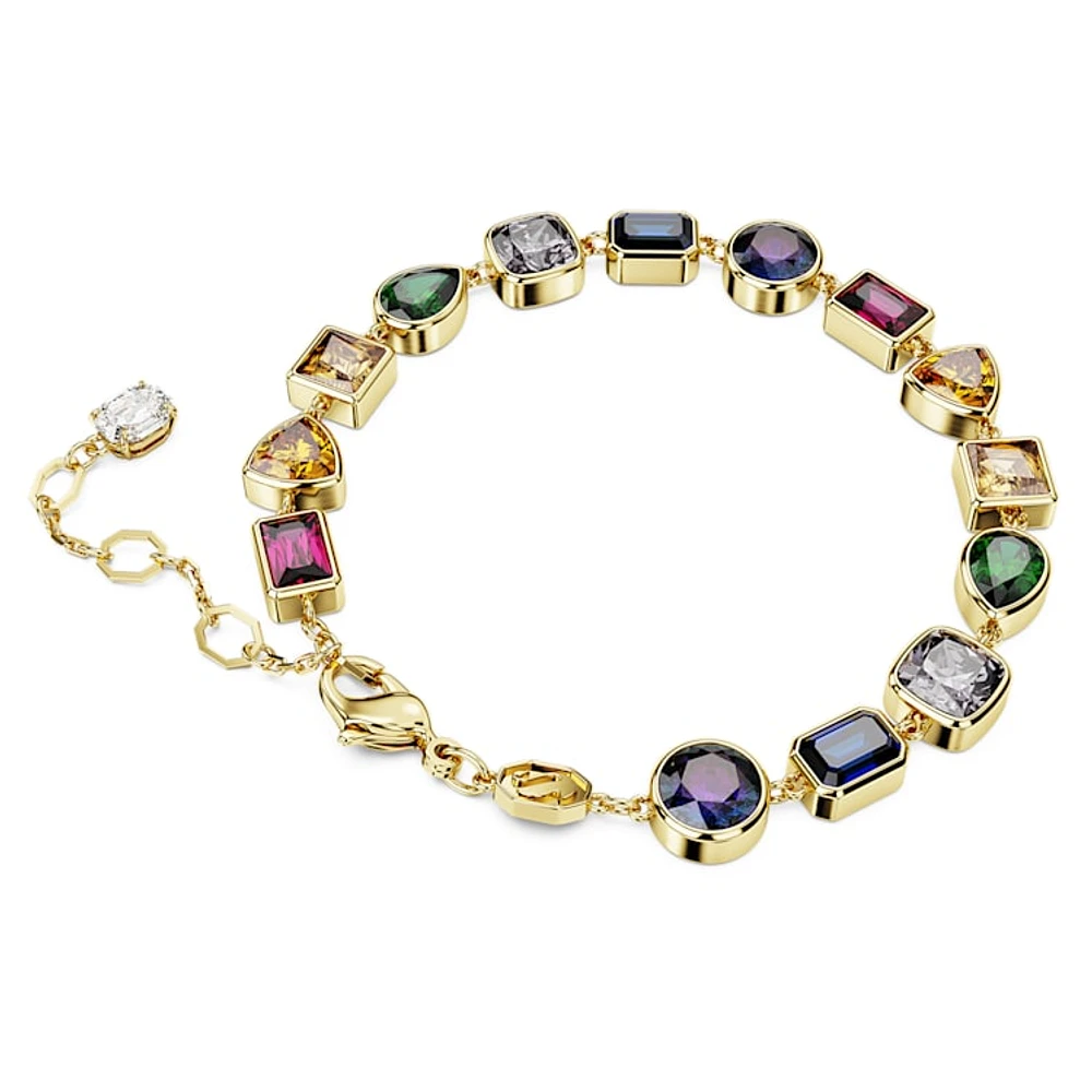 Imber Tennis bracelet, Mixed cuts, Multicoloured, Gold-tone plated by SWAROVSKI