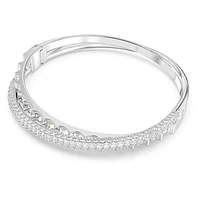 Dextera bangle, Mixed cuts, White, Rhodium plated by SWAROVSKI