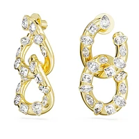 Imber hoop earrings, Mixed cuts, Interlocking loop, White, Gold-tone plated by SWAROVSKI