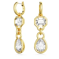 Imber drop earrings, Mixed cuts, White, Gold-tone plated by SWAROVSKI