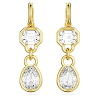 Imber drop earrings, Mixed cuts, White, Gold-tone plated by SWAROVSKI