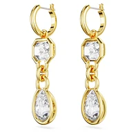 Imber drop earrings, Mixed cuts, White, Gold-tone plated by SWAROVSKI