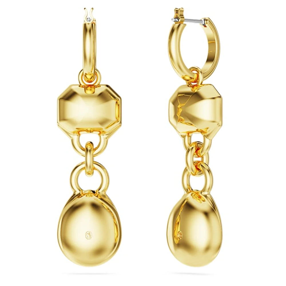 Imber drop earrings, Mixed cuts, White, Gold-tone plated by SWAROVSKI