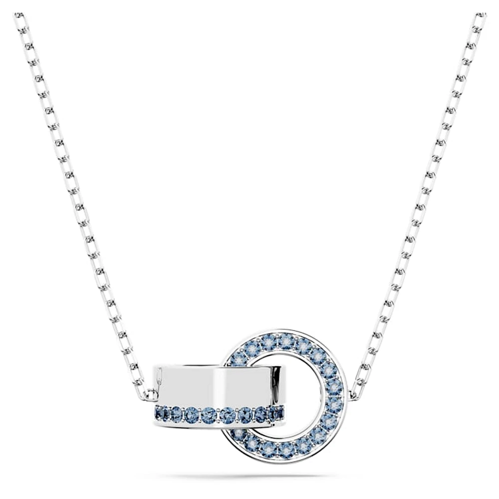 Dextera pendant, Interlocking loop, Blue, Rhodium plated by SWAROVSKI