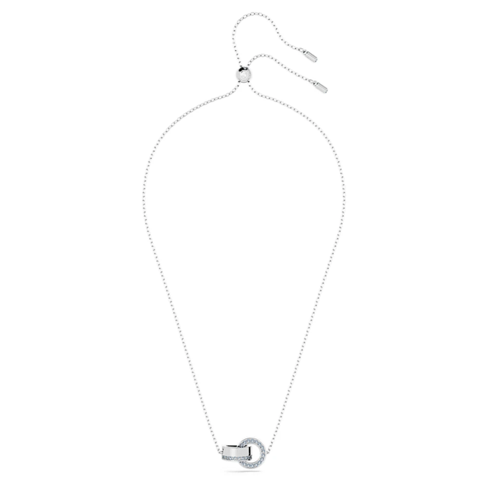 Dextera pendant, Interlocking loop, Blue, Rhodium plated by SWAROVSKI