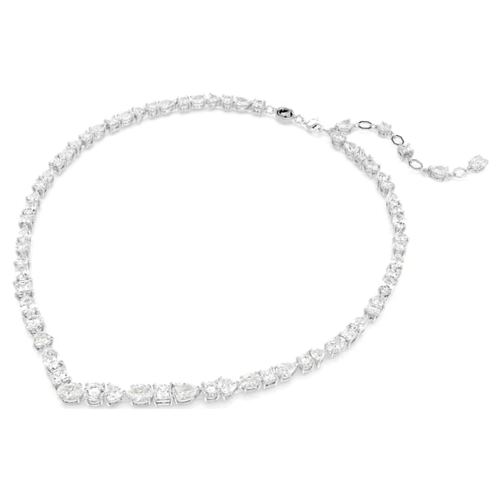 Mesmera necklace, Mixed cuts, White, Rhodium plated by SWAROVSKI