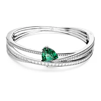 Hyperbola bangle, Green, Rhodium plated by SWAROVSKI