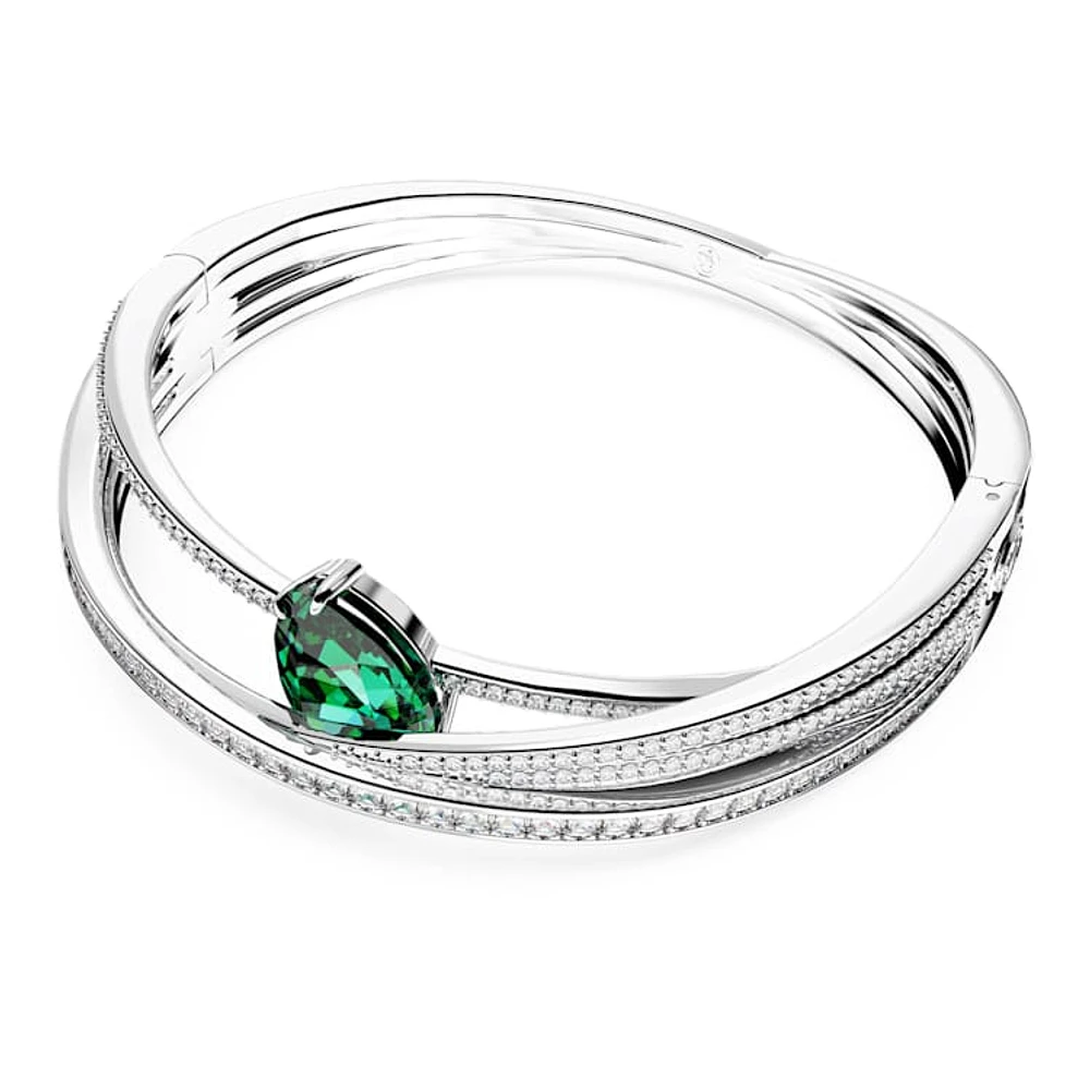 Hyperbola bangle, Green, Rhodium plated by SWAROVSKI