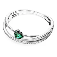 Hyperbola bangle, Green, Rhodium plated by SWAROVSKI