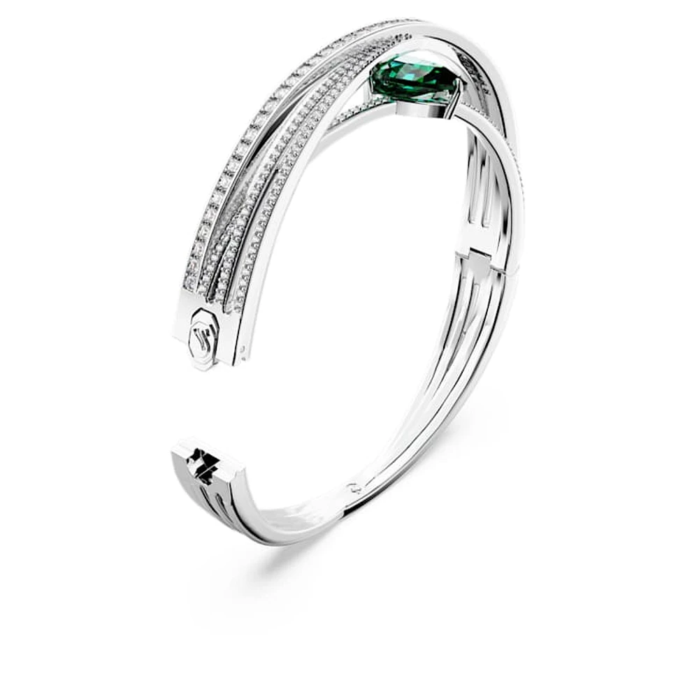 Hyperbola bangle, Green, Rhodium plated by SWAROVSKI