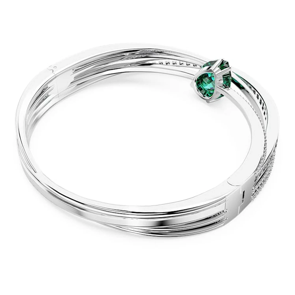 Hyperbola bangle, Green, Rhodium plated by SWAROVSKI