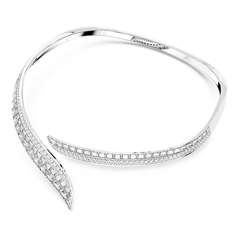 Hyperbola necklace, White, Rhodium plated by SWAROVSKI