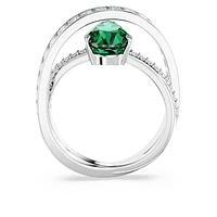 Hyperbola cocktail ring, Mixed cuts, Double bands, Green, Rhodium plated by SWAROVSKI