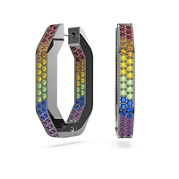 Dextera hoop earrings, Octagon shape, Multicoloured, Ruthenium plated by SWAROVSKI