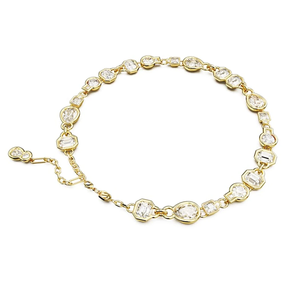 Imber necklace, Mixed cuts, White, Gold-tone plated by SWAROVSKI