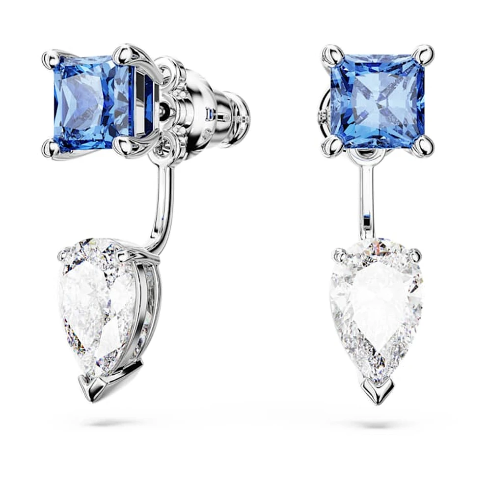 Mesmera earring jackets, Mixed cuts, Detachable, Blue, Rhodium plated by SWAROVSKI