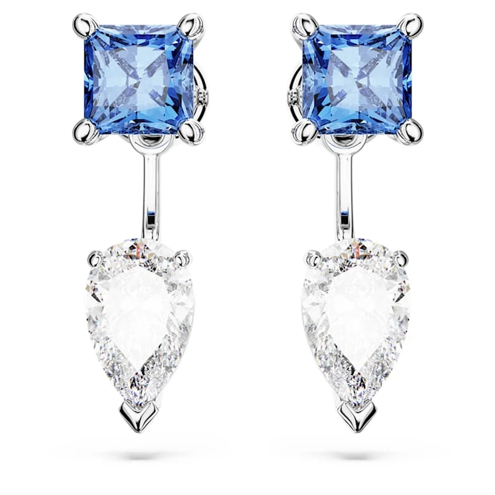 Mesmera earring jackets, Mixed cuts, Detachable, Blue, Rhodium plated by SWAROVSKI