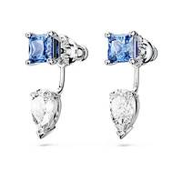 Mesmera earring jackets, Mixed cuts, Detachable, Blue, Rhodium plated by SWAROVSKI