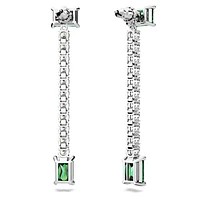 Matrix drop earrings, Mixed cuts, Green, Rhodium plated by SWAROVSKI