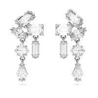 Mesmera drop earrings, Mixed cuts, White, Rhodium plated by SWAROVSKI