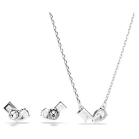 Mesmera set, Mixed cuts, White, Rhodium plated by SWAROVSKI