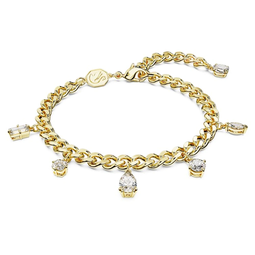 Imber bracelet, Mixed cuts, White, Gold-tone plated by SWAROVSKI