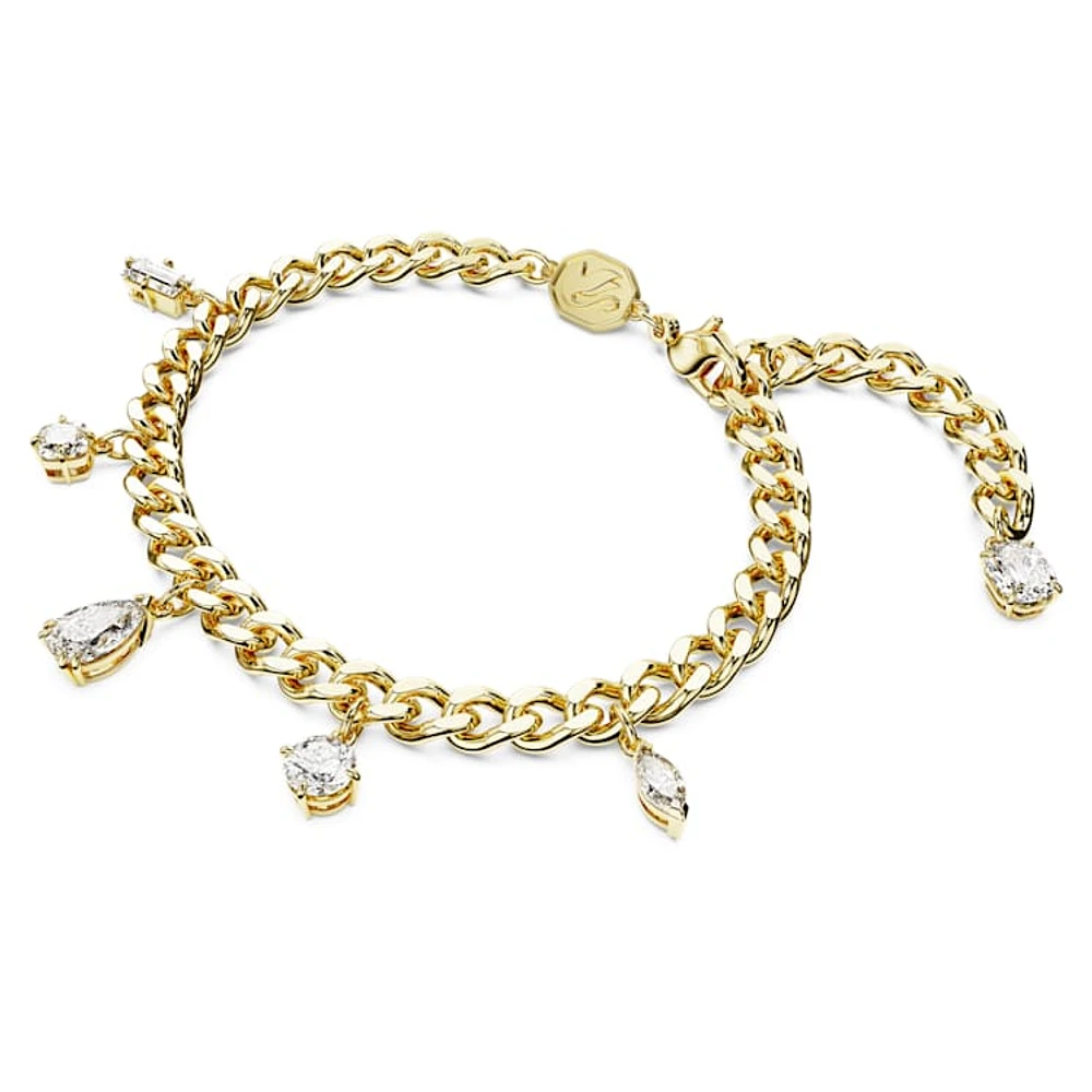 Imber bracelet, Mixed cuts, White, Gold-tone plated by SWAROVSKI