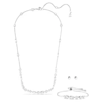 Mesmera set, Mixed cuts, Scattered design, White, Rhodium plated by SWAROVSKI