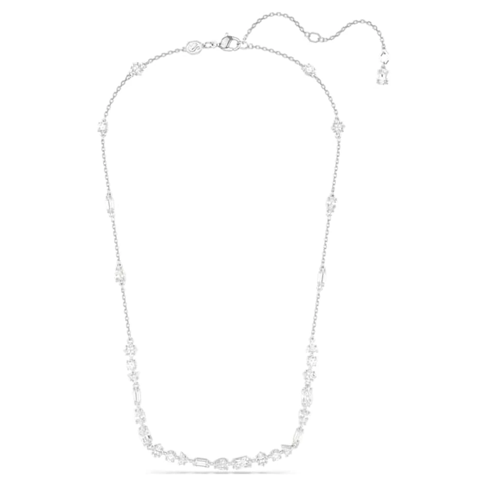 Mesmera set, Mixed cuts, Scattered design, White, Rhodium plated by SWAROVSKI