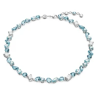 Gema necklace, Mixed cuts, Blue, Rhodium plated by SWAROVSKI