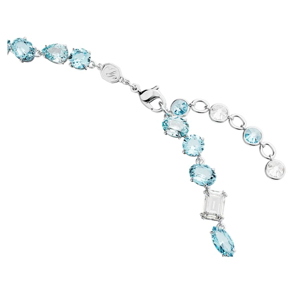 Gema necklace, Mixed cuts, Blue, Rhodium plated by SWAROVSKI