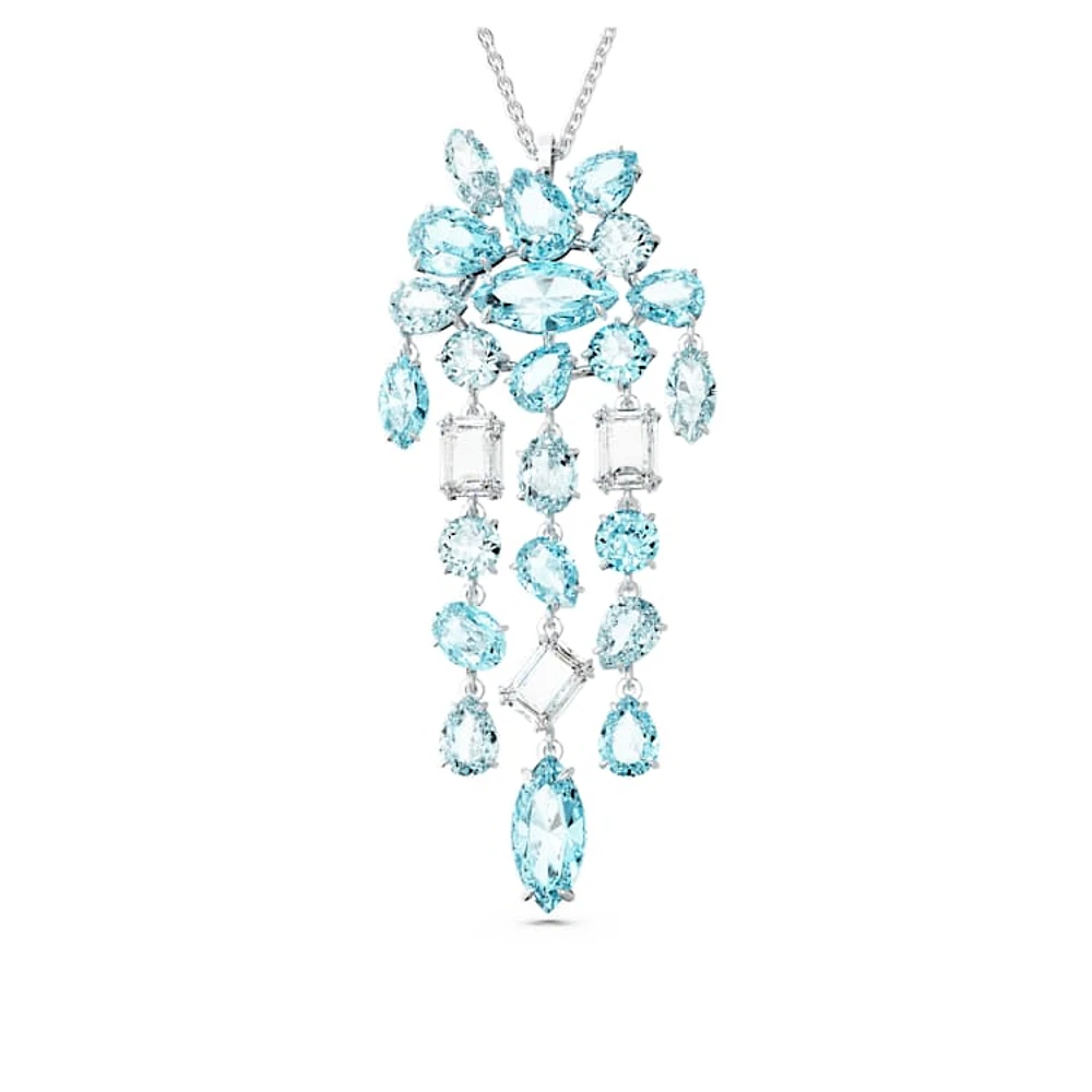 Gema pendant, Mixed cuts, Blue, Rhodium plated by SWAROVSKI