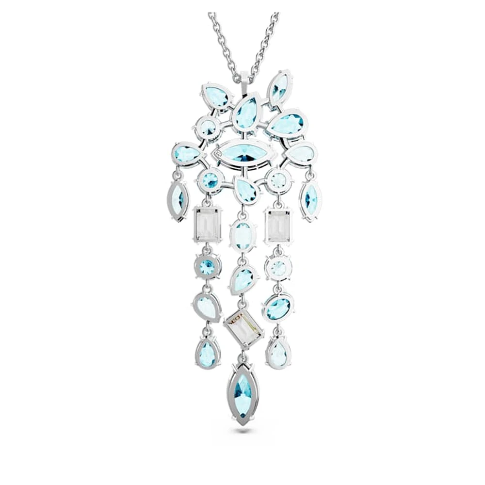 Gema pendant, Mixed cuts, Blue, Rhodium plated by SWAROVSKI